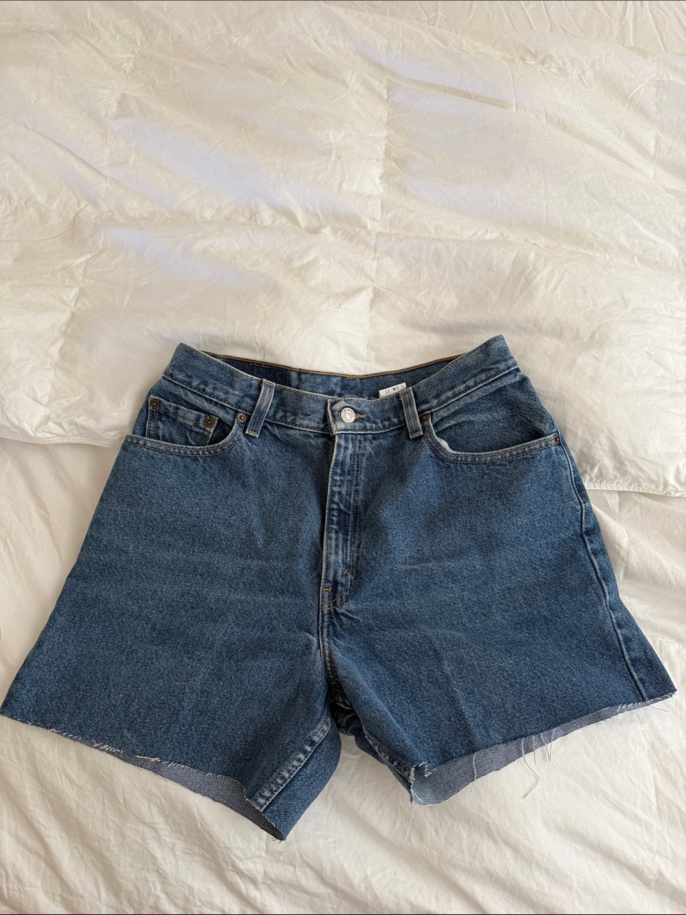 Levi's Dark Blue High-Rise Cutoff Denim Shorts